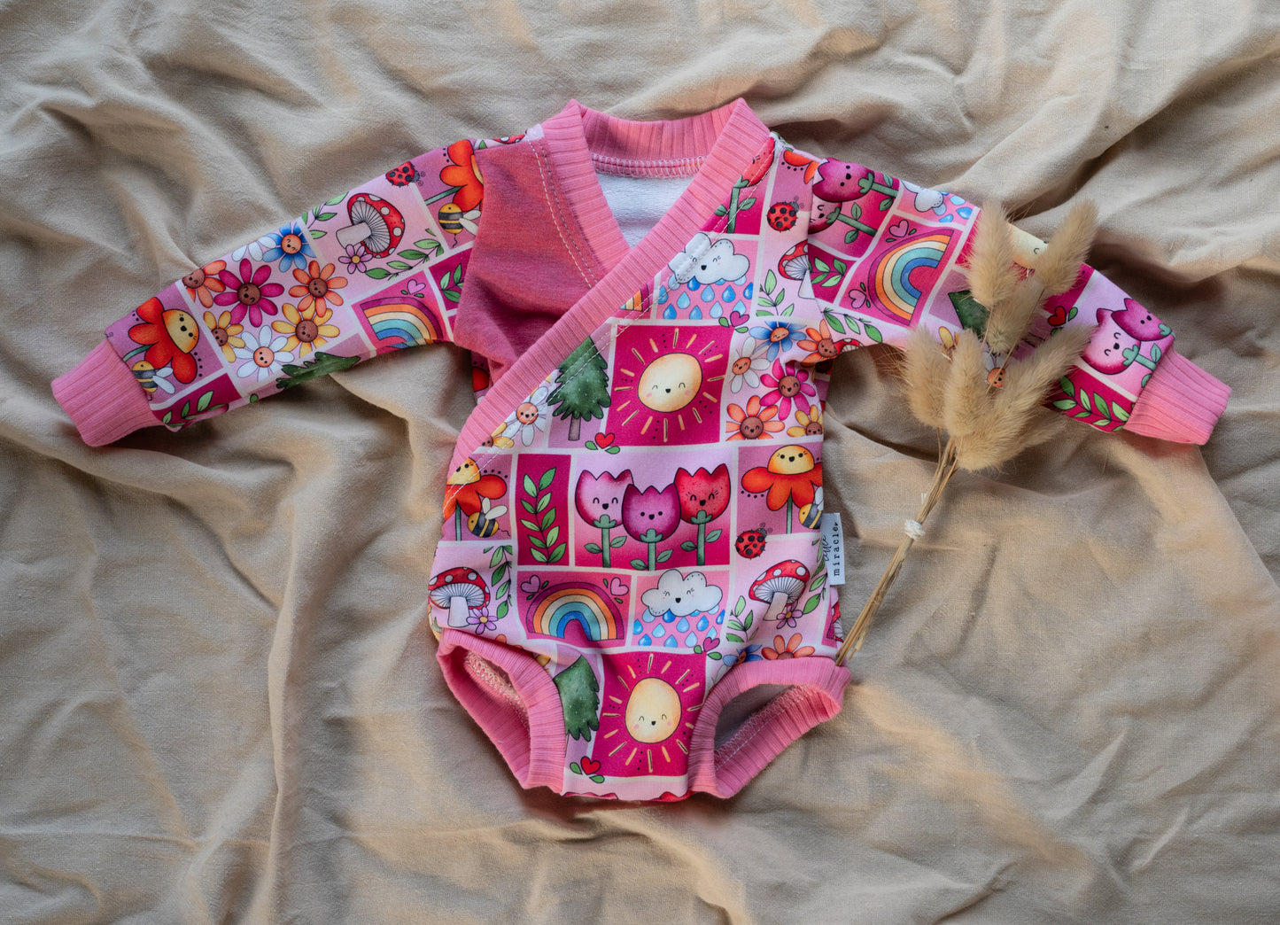 Pink Garden Patchwork Criss Cross Bodysuit