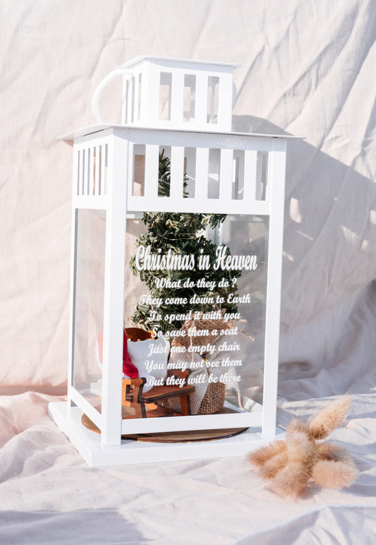 Christmas in Heaven Ornament - White Lantern with Large Tree