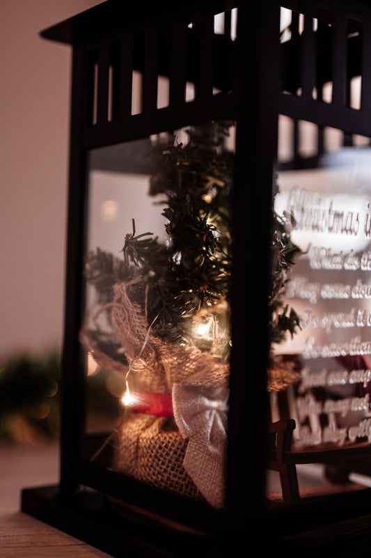 Christmas in Heaven Ornament - Black Lantern with Large Tree