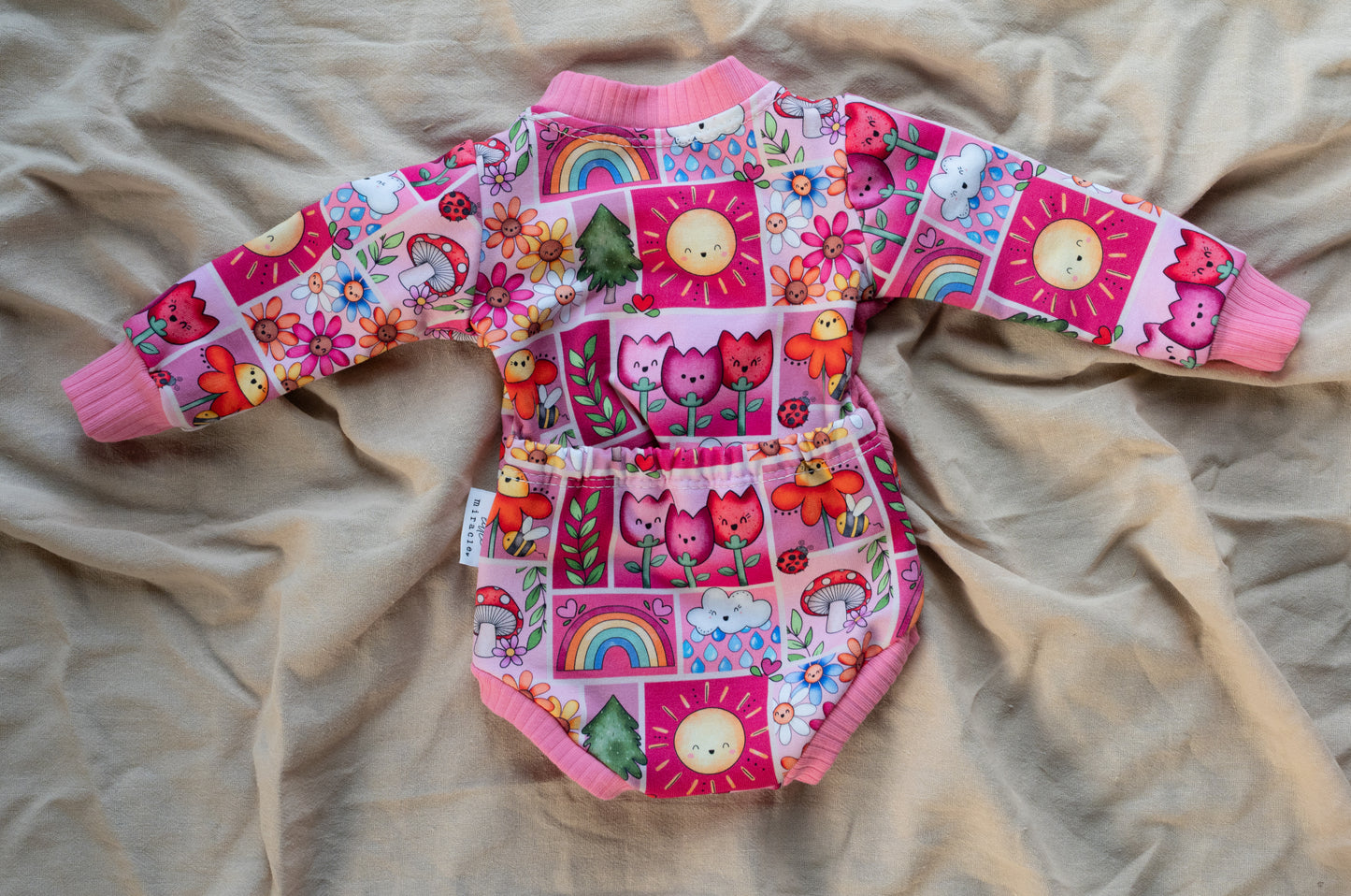 Pink Garden Patchwork Criss Cross Bodysuit