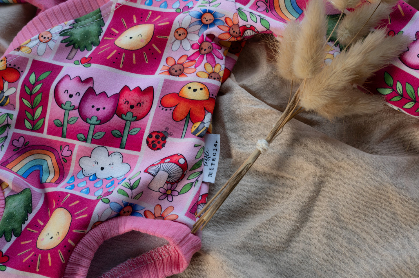 Pink Garden Patchwork Criss Cross Bodysuit