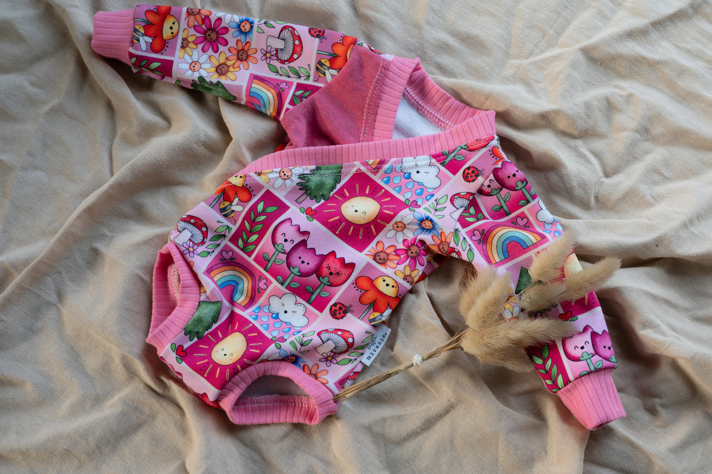 Pink Garden Patchwork Criss Cross Bodysuit