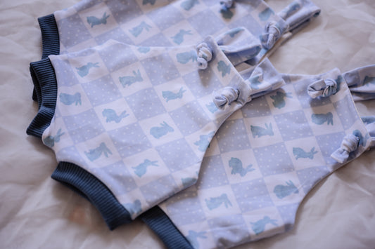 Blue Bunny Knotted Overalls