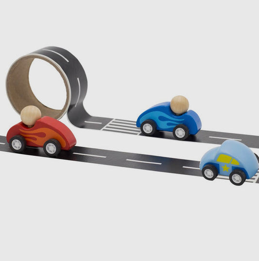 Wooden Car with adhesive tape
