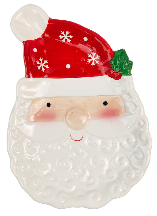 Santa Claus Face Plate – Ceramic Christmas Snack Tray, Festive Holiday Serving Dish