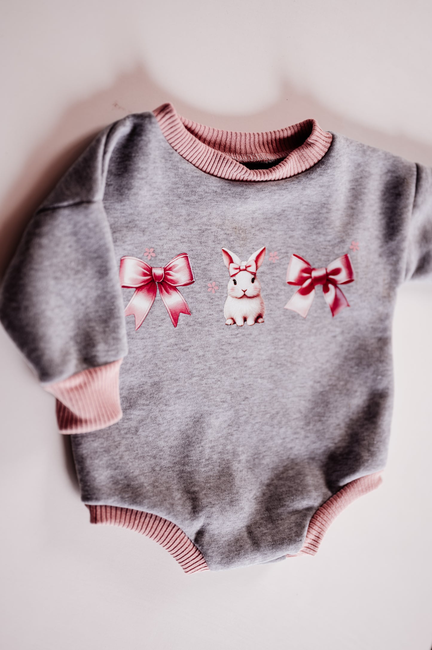 Bunny Bow Sweater Romper