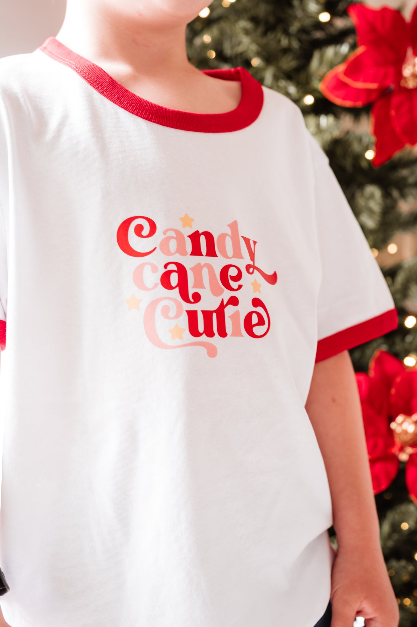 Candy Cane Cutie Kids Christmas Ringer Tee