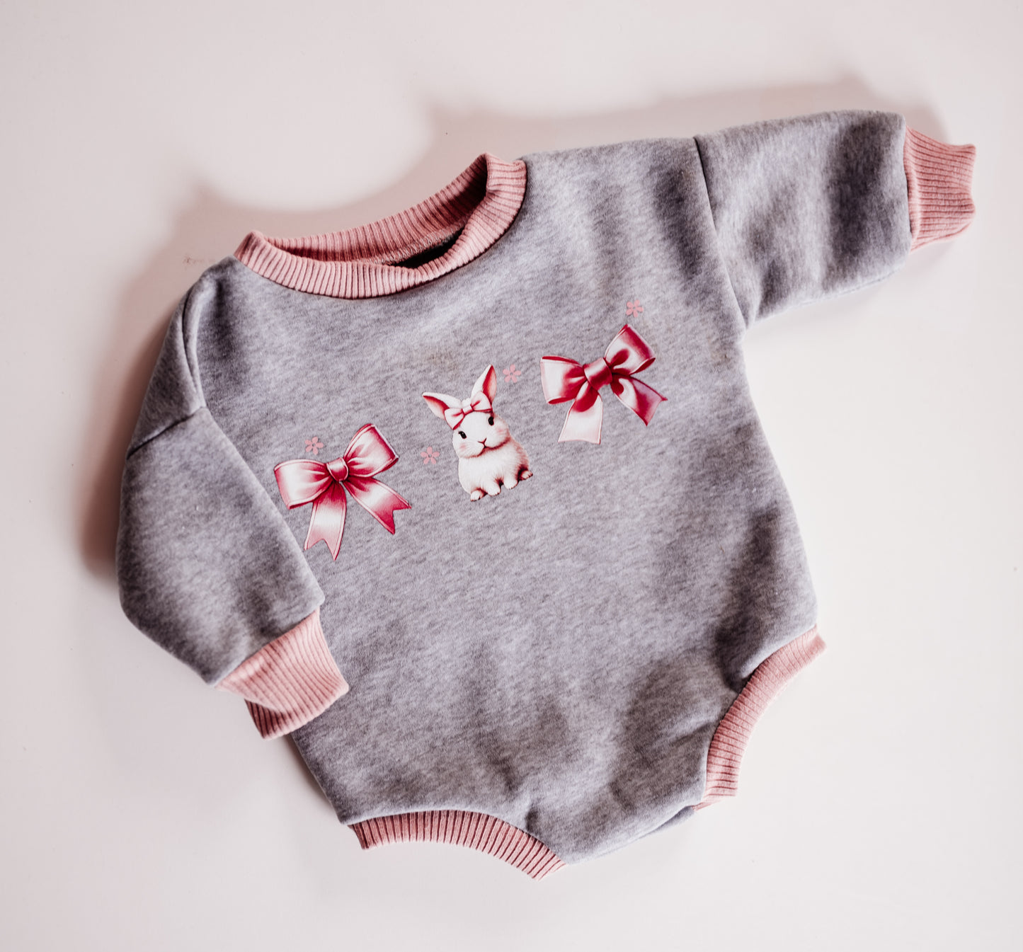 Bunny Bow Sweater Romper