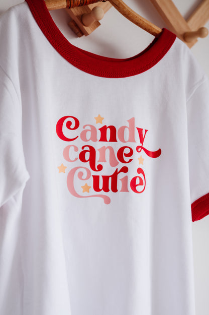Candy Cane Cutie Kids Christmas Ringer Tee