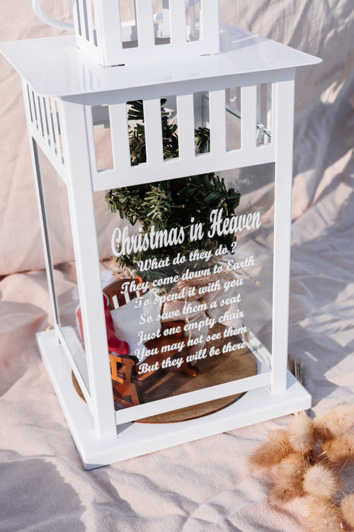 Christmas in Heaven Ornament - White Lantern with Large Tree