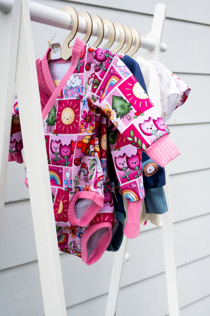 Pink Garden Patchwork Criss Cross Bodysuit