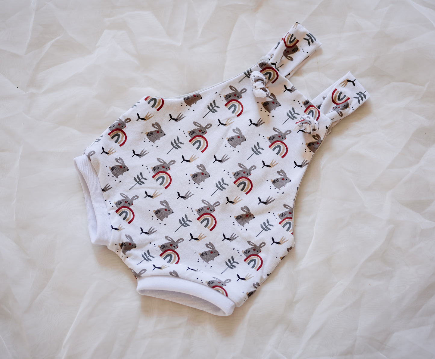 Rainbow Bunny Knotted Overalls
