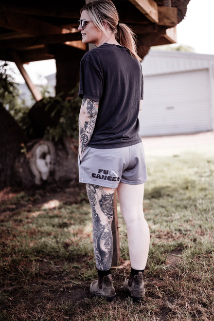 Give Heaven Some Hell GREY Footy Shorts - Brain Cancer Merchandise Australia