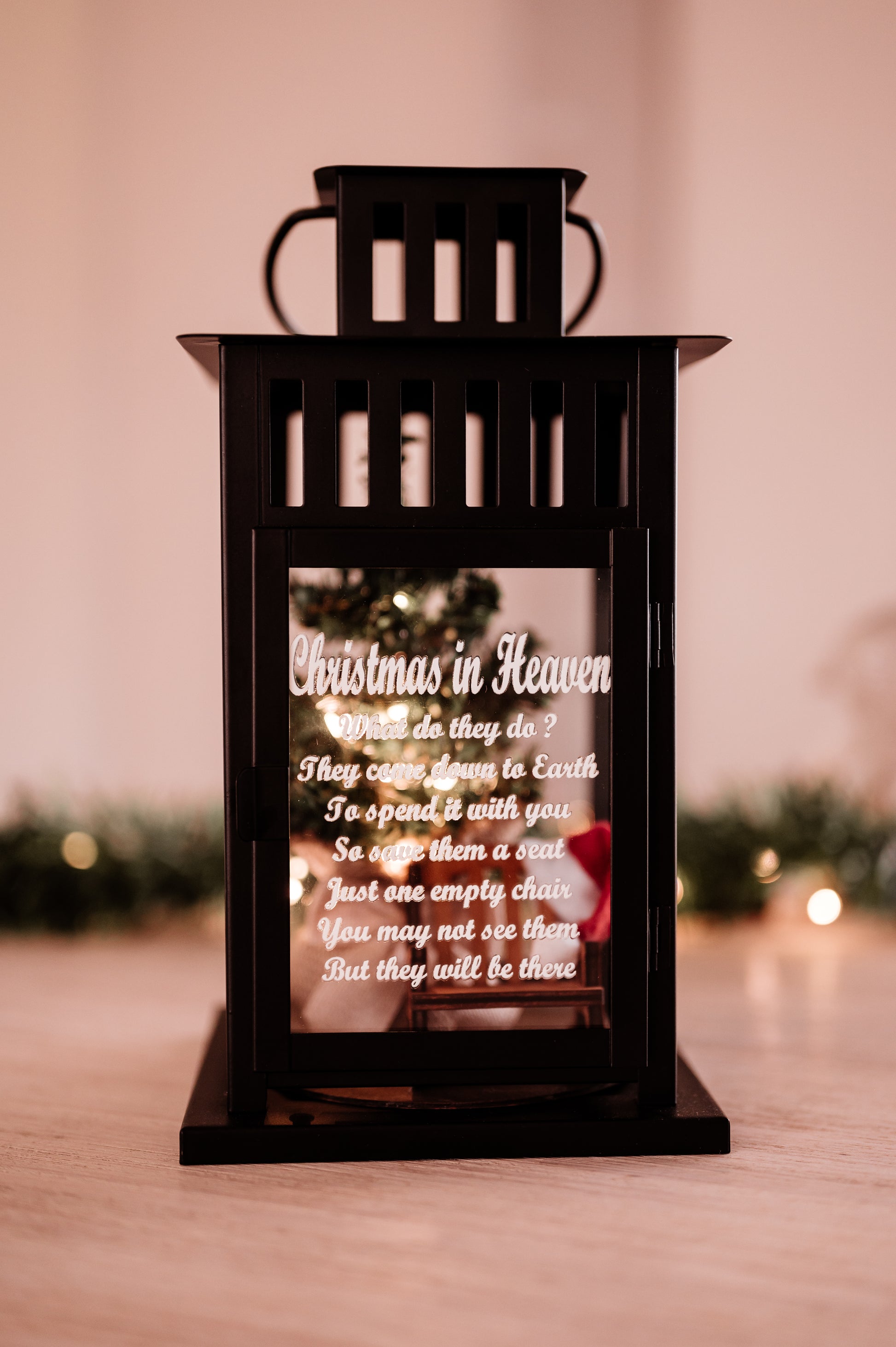 PREORDER Christmas in Heaven Ornament - Black Lantern with Large Tree