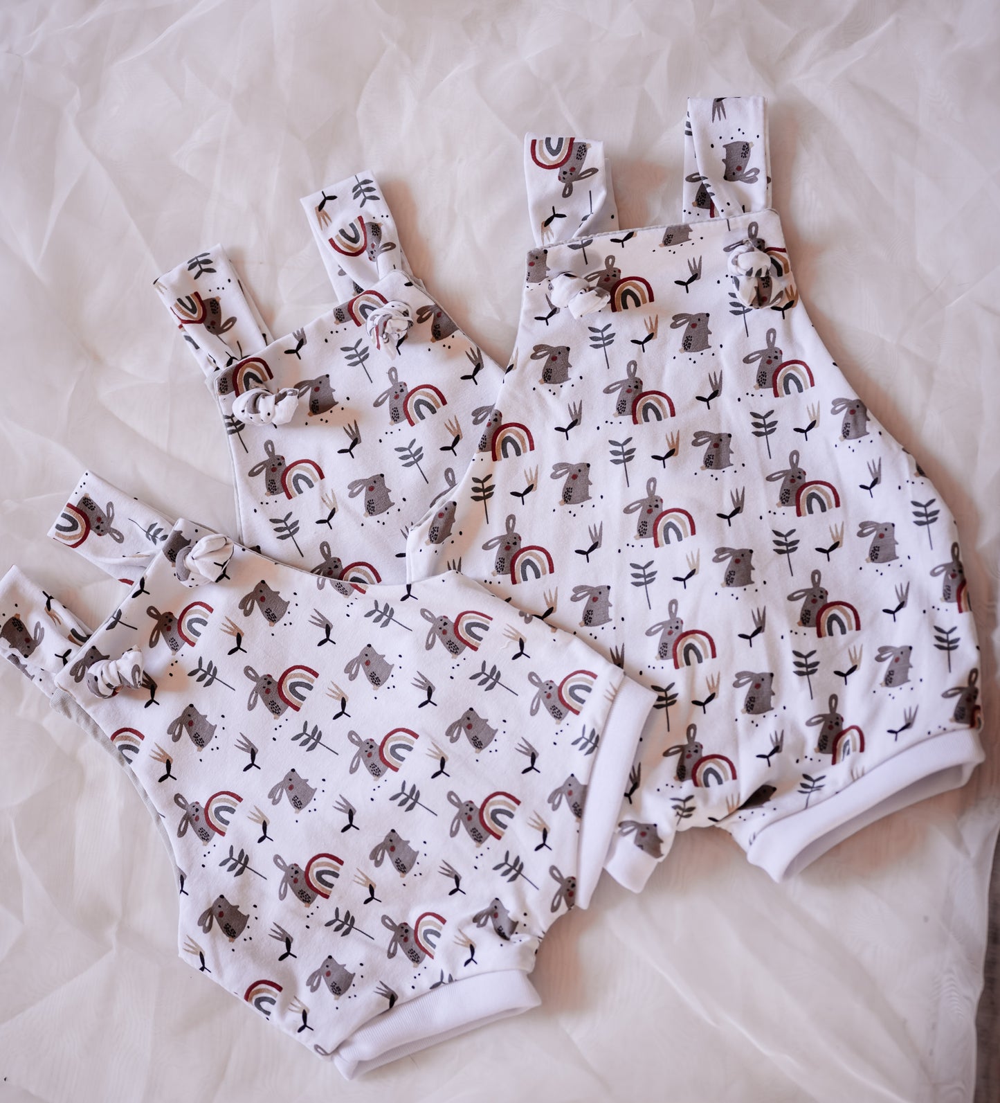 Rainbow Bunny Knotted Overalls