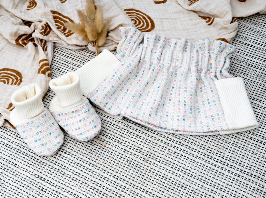 Pocket Skirt Cream Rainbow Squares