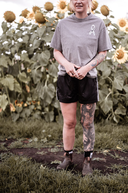 Give Heaven Some Hell BLACK Footy Shorts - Brain Cancer Merchandise Australia