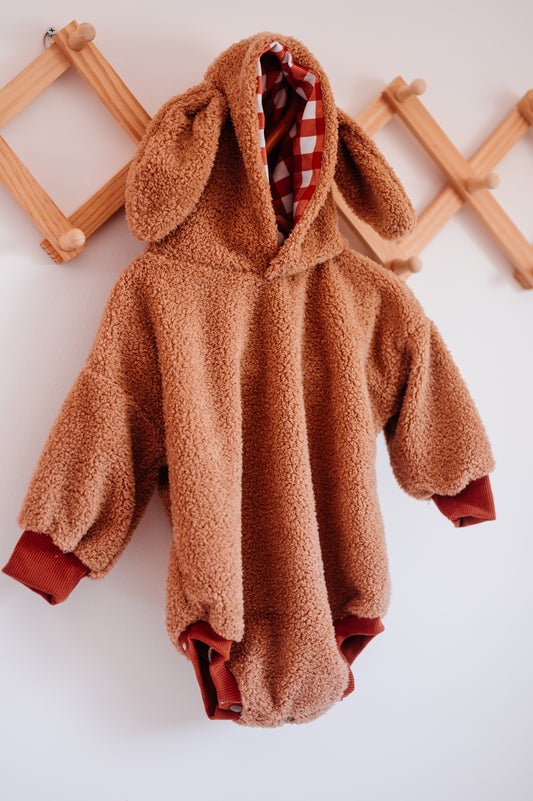 Bunny Oversized Romper Brown and Gingham