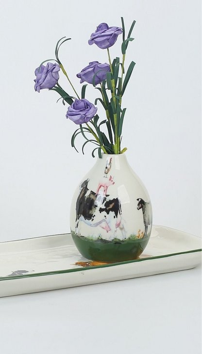 Farm Yard Vase Green 13cm