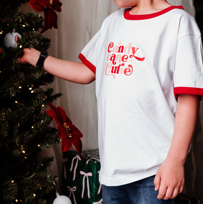 Candy Cane Cutie Kids Christmas Ringer Tee