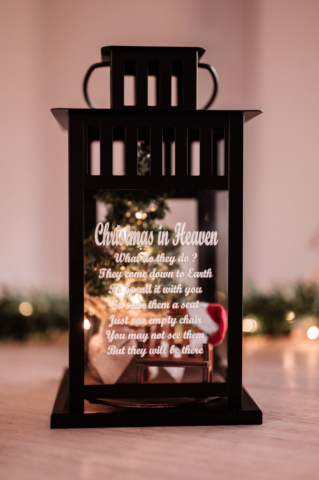 PREORDER Christmas in Heaven Ornament - Black Lantern with Large Tree