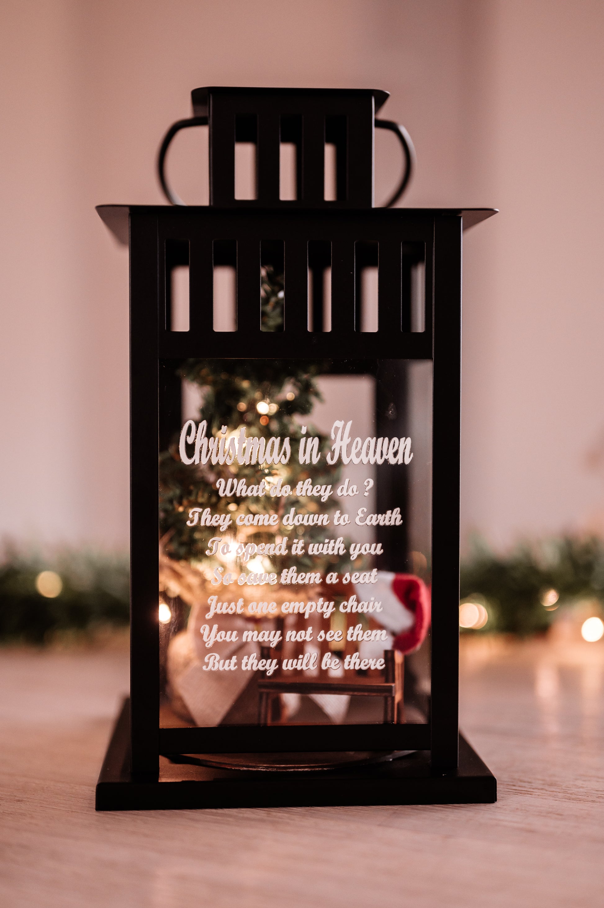 PREORDER Christmas in Heaven Ornament - Black Lantern with Large Tree