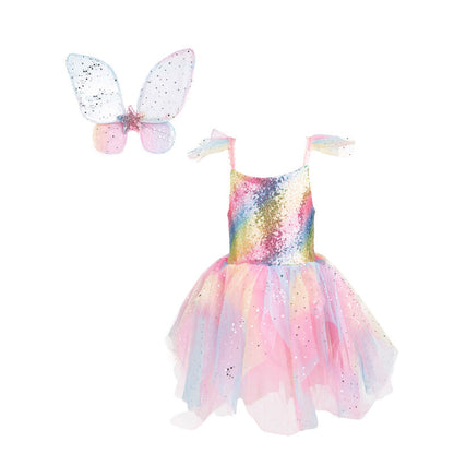 Rainbow Fairy Dress & Wings Size 7-8