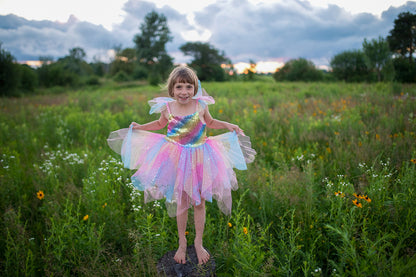 Rainbow Fairy Dress & Wings Size 7-8