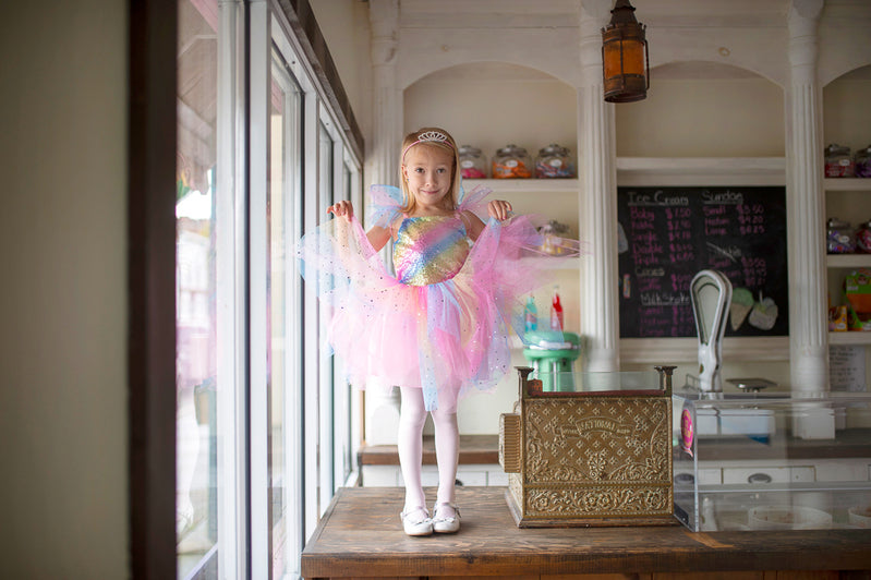 Rainbow Fairy Dress & Wings Size 7-8