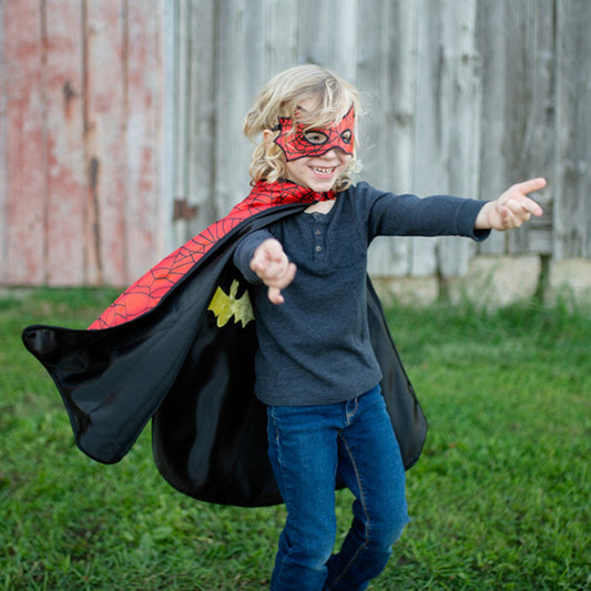 Reversible Spider & Bat Cape with Mask - Size 4-6