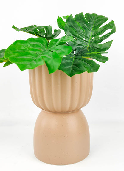 Leilani Tall Planter – Large 21cm Beige Ceramic Pot for Indoor & Outdoor Plants