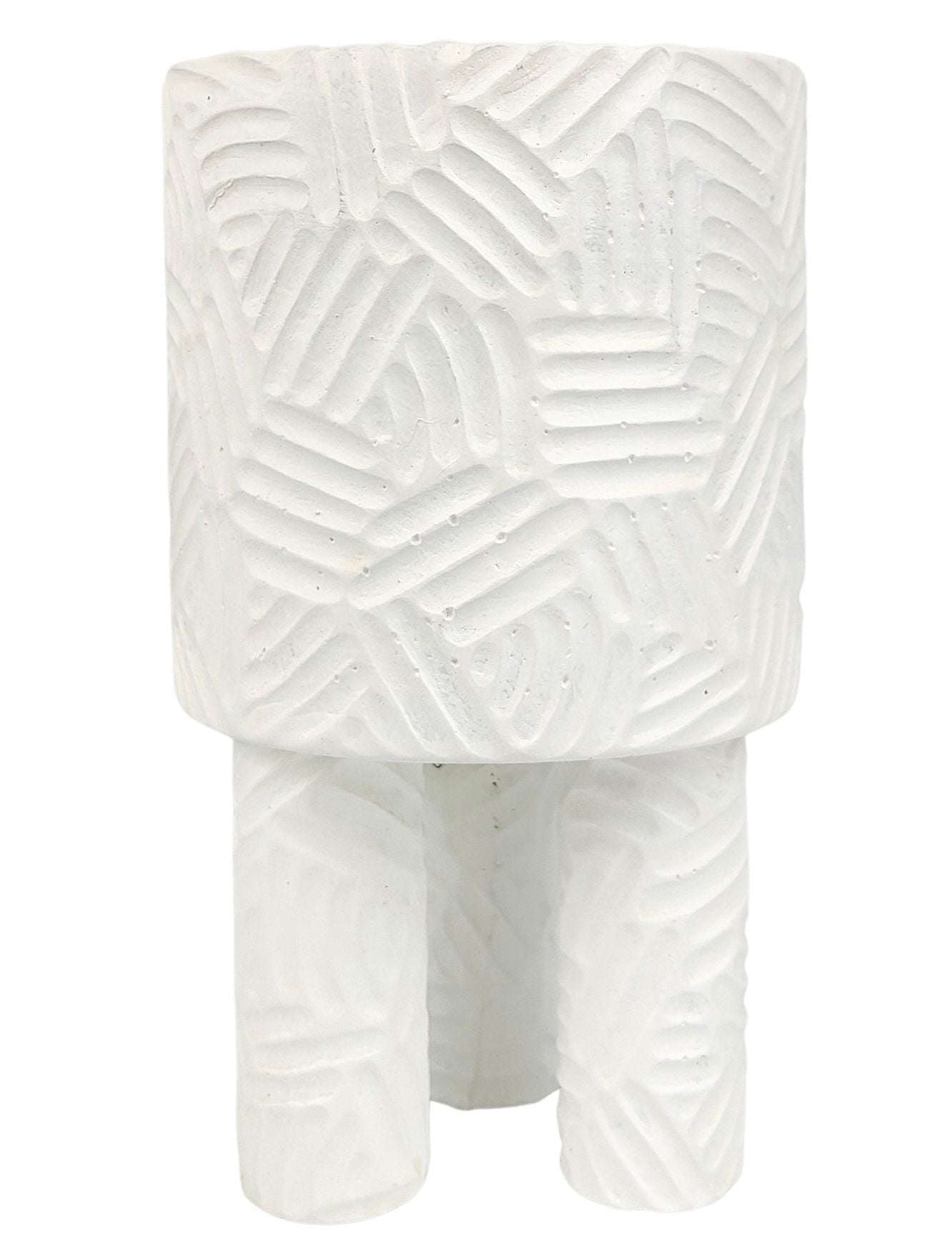Enola Tall Planter with Legs – 21cm White Concrete Pot, Modern Indoor & Outdoor Plant Stand