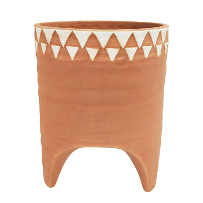 Kendall Planter with Legs – Medium 15.5cm Orange & White Ceramic Pot, Modern Indoor Planter
