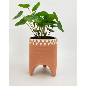 Kendall Planter with Legs – Medium 15.5cm Orange & White Ceramic Pot, Modern Indoor Planter