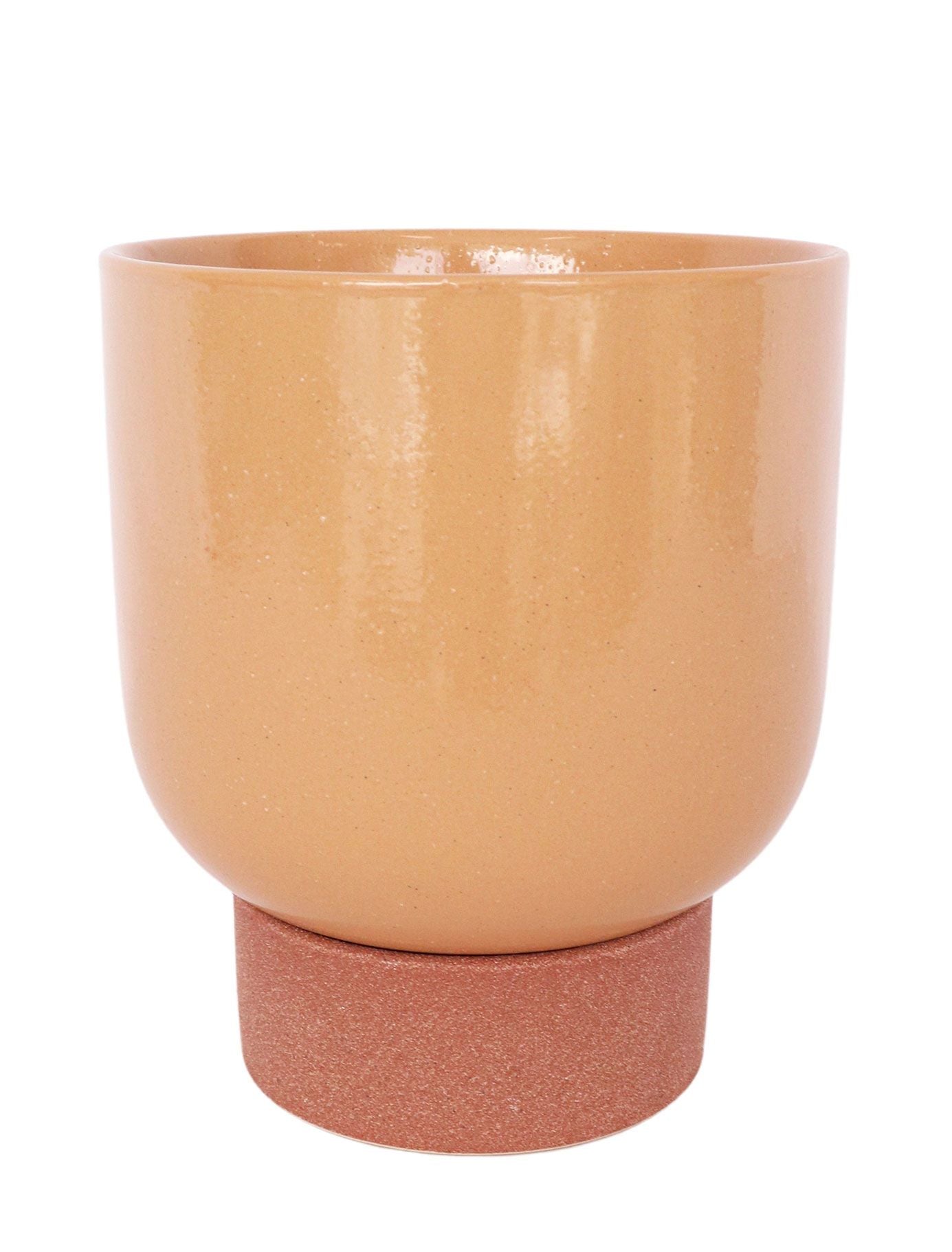 Prim Tall Planter with Saucer – Medium 19cm Peach & Terracotta Ceramic Pot