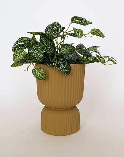 Brooklyn Abstract Planter -  Mustard Ceramic Pot Large 20cm