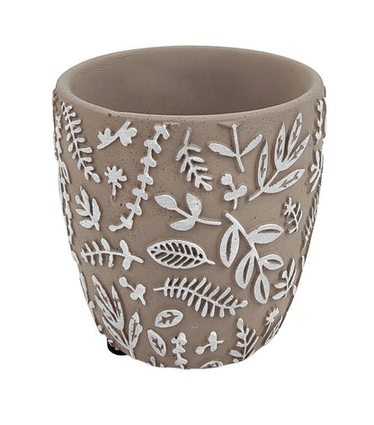 Josie Floral Planter Grey White Ceramic - Small