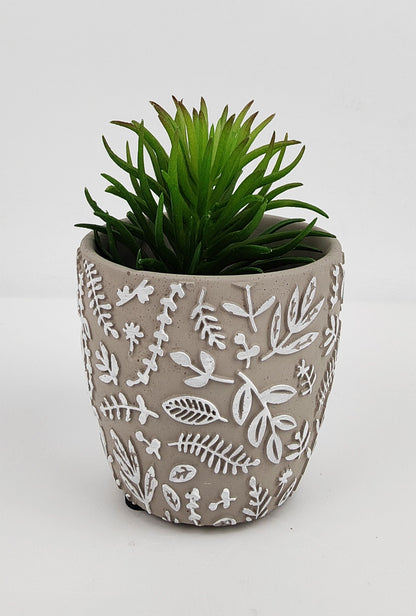 Josie Floral Planter Grey White Ceramic - Small