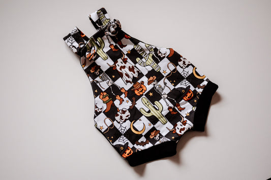 Check Halloween Knotted Shortie Overalls